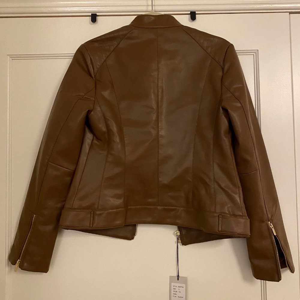 Cole Haan Racer Leather Jacket, Small, Hazel - Picture 2 of 8
